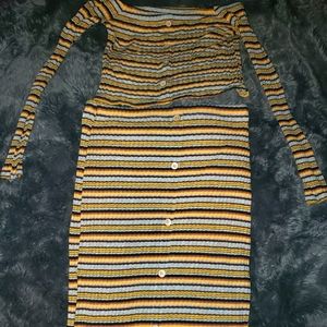 Striped Crop top Midi skirt set